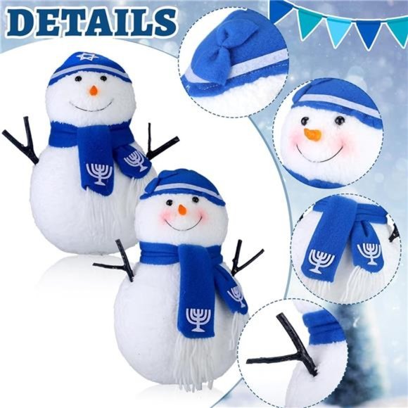 2 Pcs Hanukkah Plush Snowman Figurine Decor Hanukkah Plush...